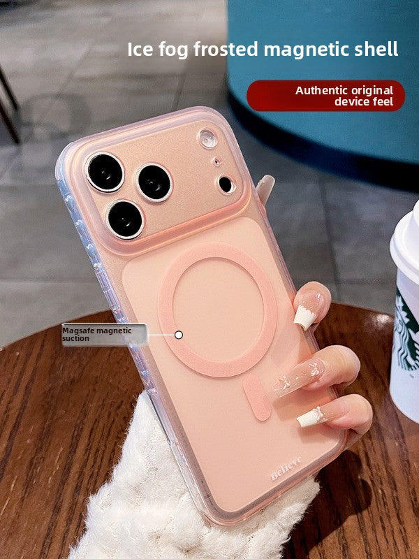 Ice mist matte magnetic suction for iPhone 17promax mobile phone case New iPhone16 transparent silicone soft edge matte magnetic suction protective case 15pro button all-inclusive protection Phone accessories