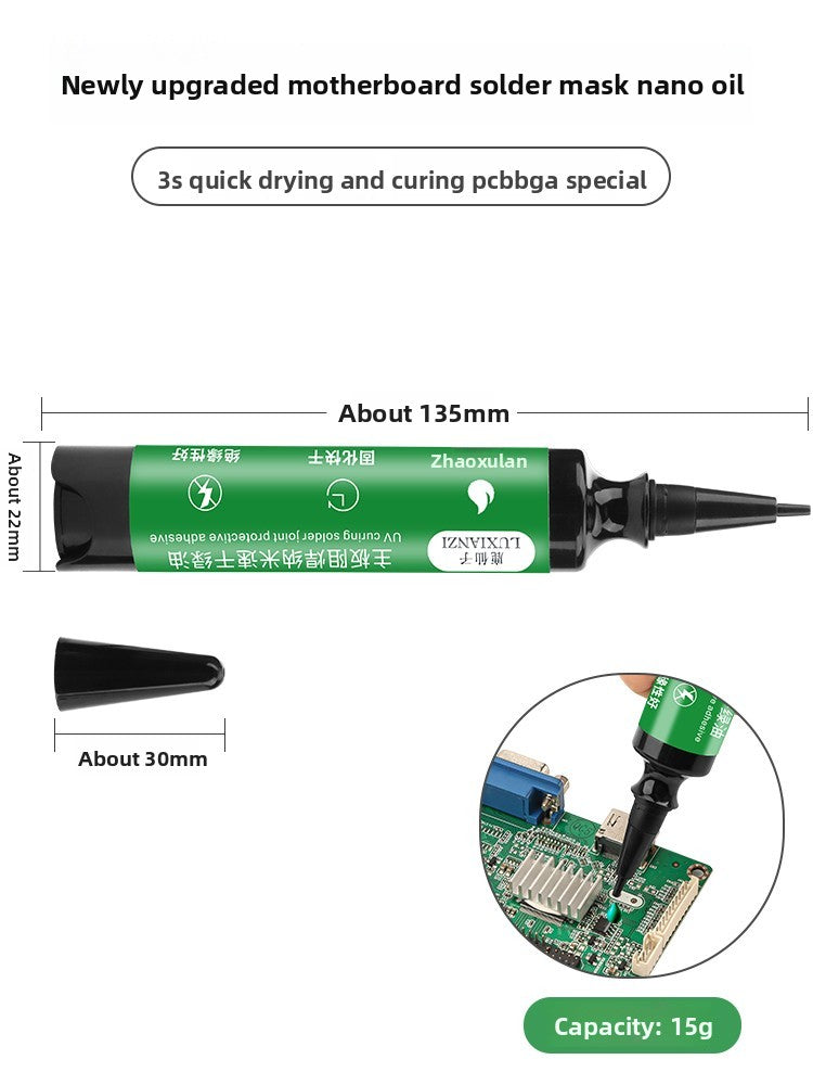 UV curing black oil for solder mask curing green oil solder mask blue oil black oil repair pcb circuit board insulating paint UV lamp Laptop Mobile Phone Repair tools
