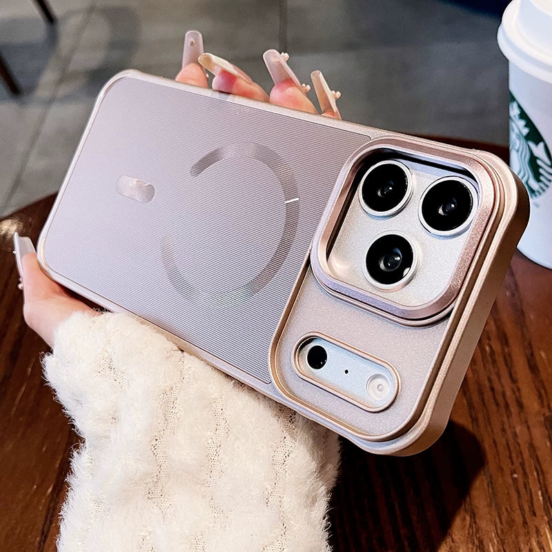 Frosted mesh Magnetic suction For iPhone 17promax mobile phone case New iPhone18Pro skin feel non-slip all-inclusive anti-drop 16Pro strong magnetic adsorption men's and women's shell Phone Accessories