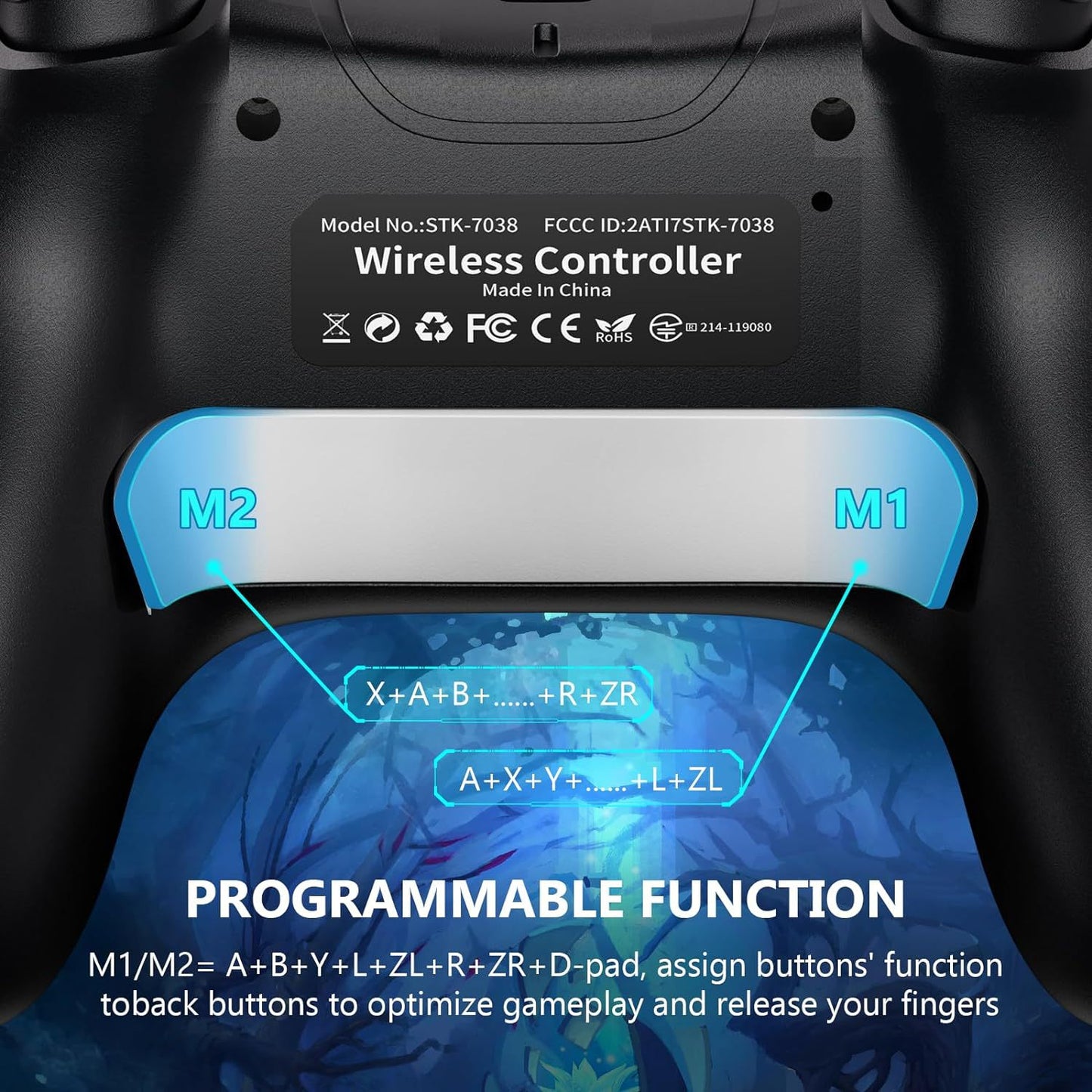 SWITCH gamepad NS wireless controller custom back button programming continuous Bluetooth wireless controller