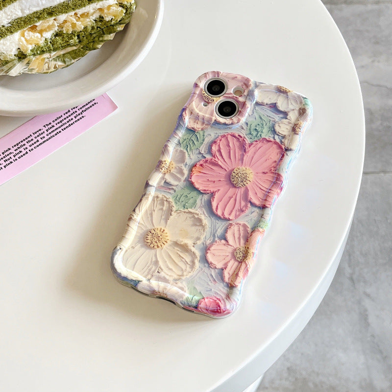 Accessories (Shipping fee not included) ins Korean pink flowers for 13 Apple 14promax mobile phone case iphone15promax new 12