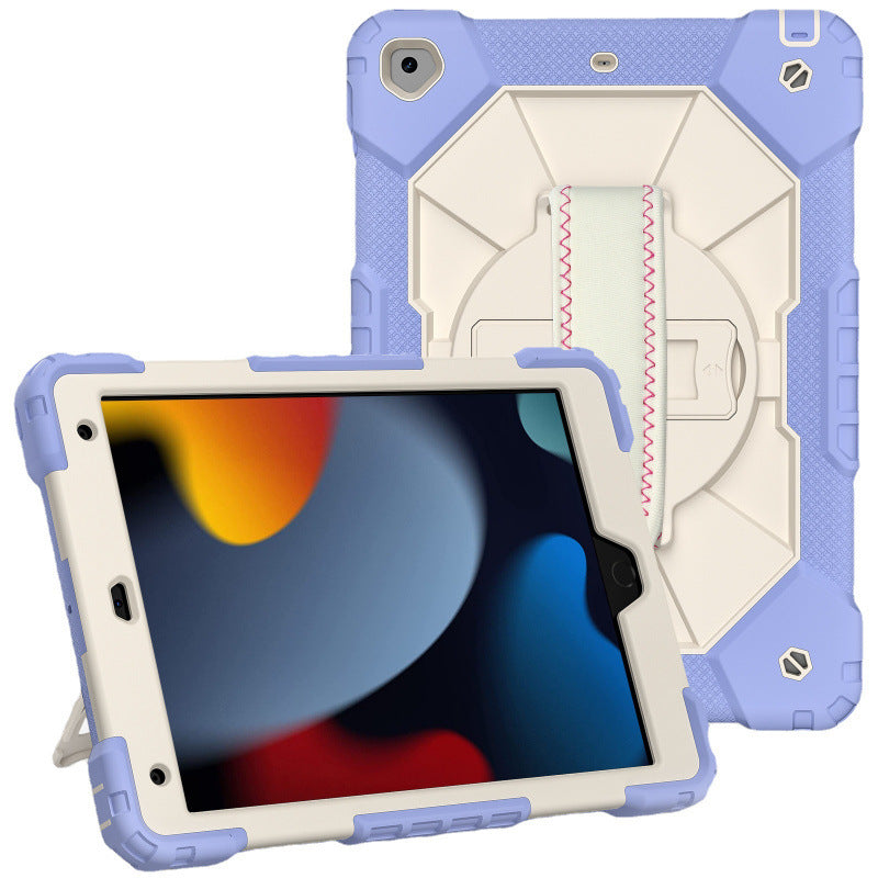 Applicable to iPad 10.2 inch tablet silicone cover iPad9th generation 8th generation 7th generation silicone portable rotating bracket protective case protective Accessories