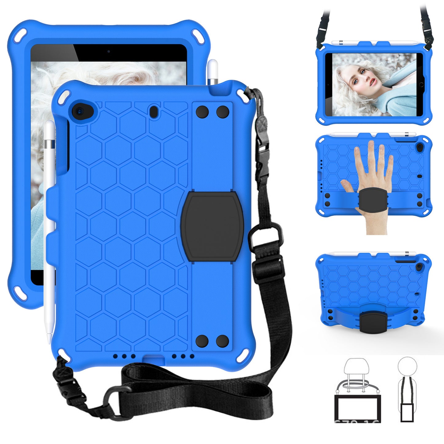 For iPad mini1/2/3/4/5 anti-drop protective cover EVA all-inclusive child support hand rest shoulder strap case protective Accessories