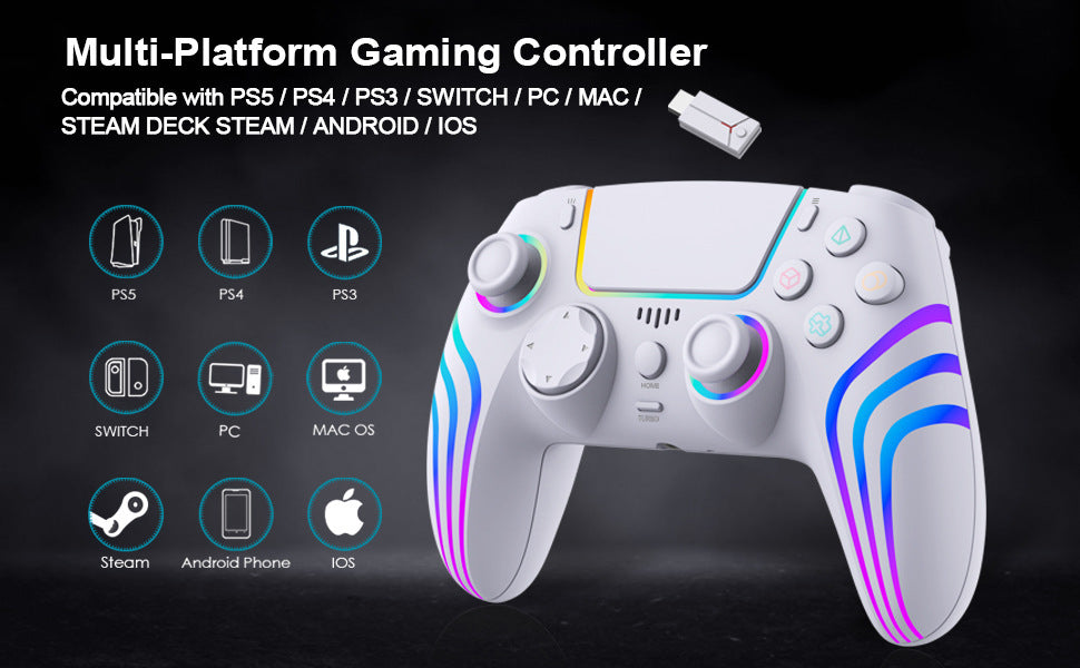 P5 wireless gamepad with colorful RGB light vibration continuous hair six-axis Switch computer handle SZ-5003G