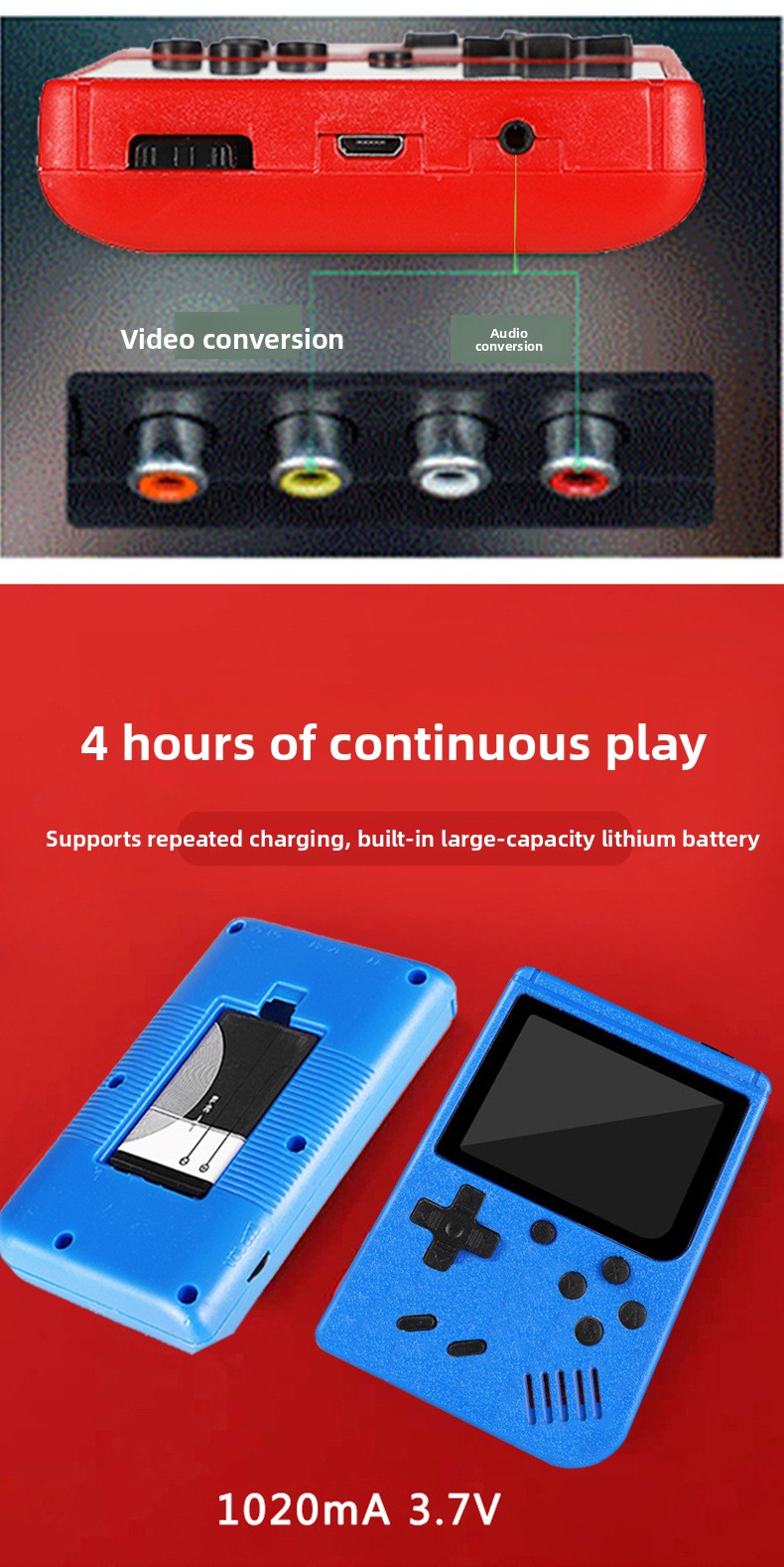 3" inch HD X7 special 400 classic games  SUP 400 500 in one rechargale Handheld Game  Player console  Mini handheld game console 400 in 1