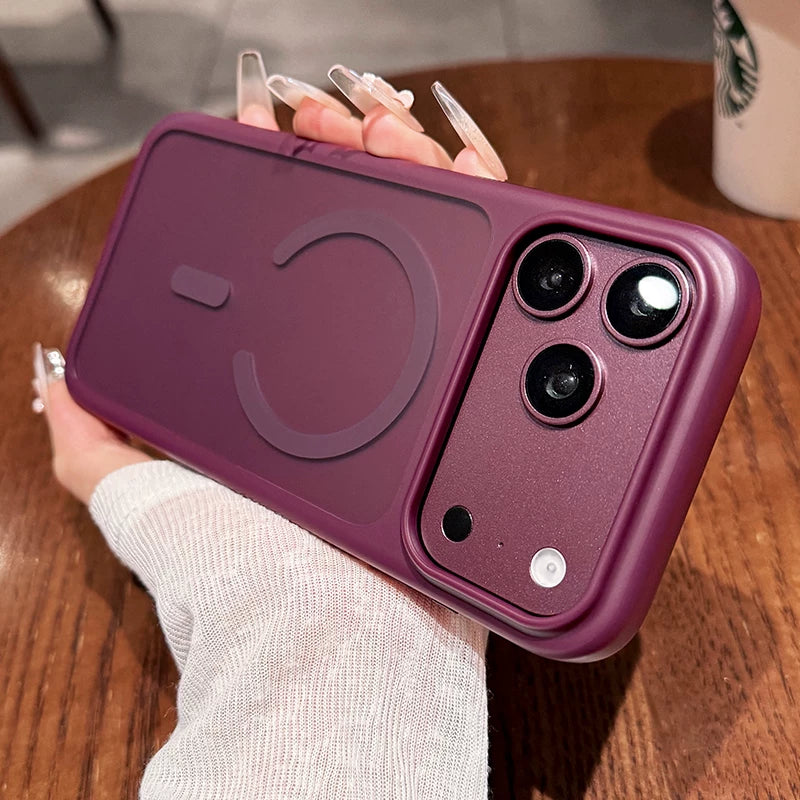 Semi-transparent matte magnetic suction For iPhone 18promax mobile phone case new iPhone17 new color scheme matte texture 16pro large hole lens advanced sense of men and women shell Phone Accessories