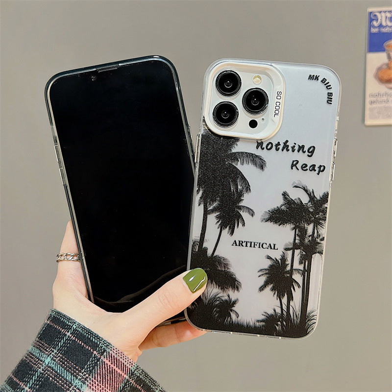 Accessories Niche Premium Induction Plating Coconut Tree for iphone14Promax iPhone 13 Case 11 Couple 12 Women