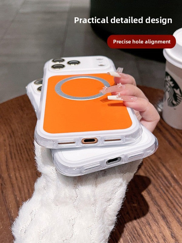 Airbag anti-drop magnetic suction for iPhone 17promax mobile phone case The new iPhone16 seconds becomes larger Windows with lens film Magnetic suction protective case 16pro Airbag anti-drop case Phone accessories