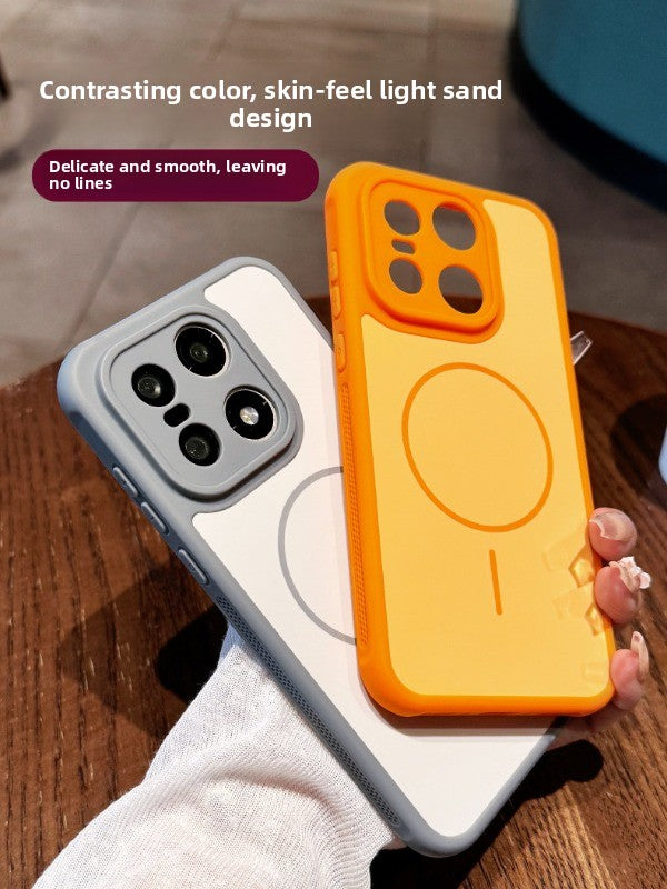Contrasting color heat dissipation magnetic suction For OnePlus 15 mobile phone case New OnePlus 15T strong magnetic adsorption fine hole frame OnePlus side heat dissipation design Soft edge shell Phone Accessories