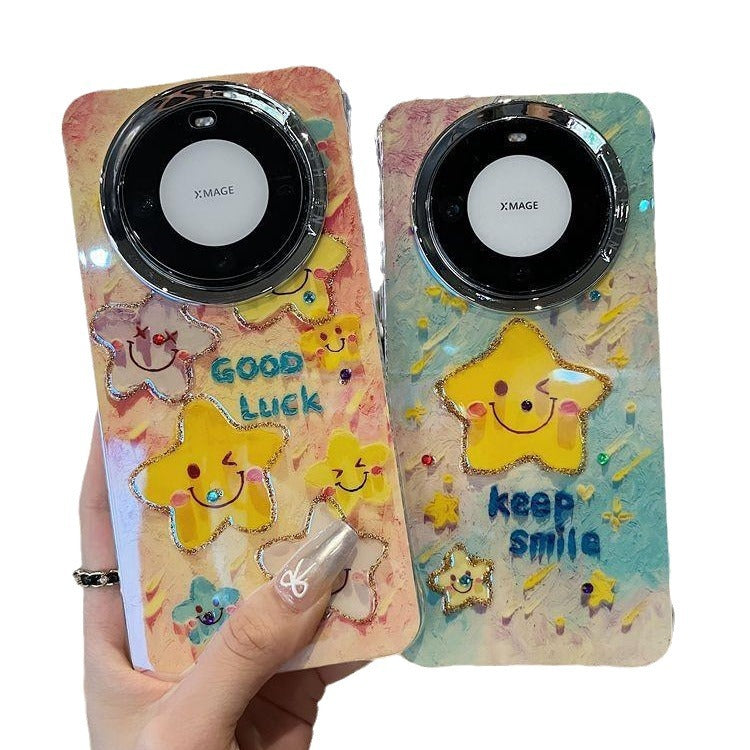 Accessories are suitable for Huawei mate60 Apple 15 series new shell cute smudge powder multiple smiley stars creative all-inclusive