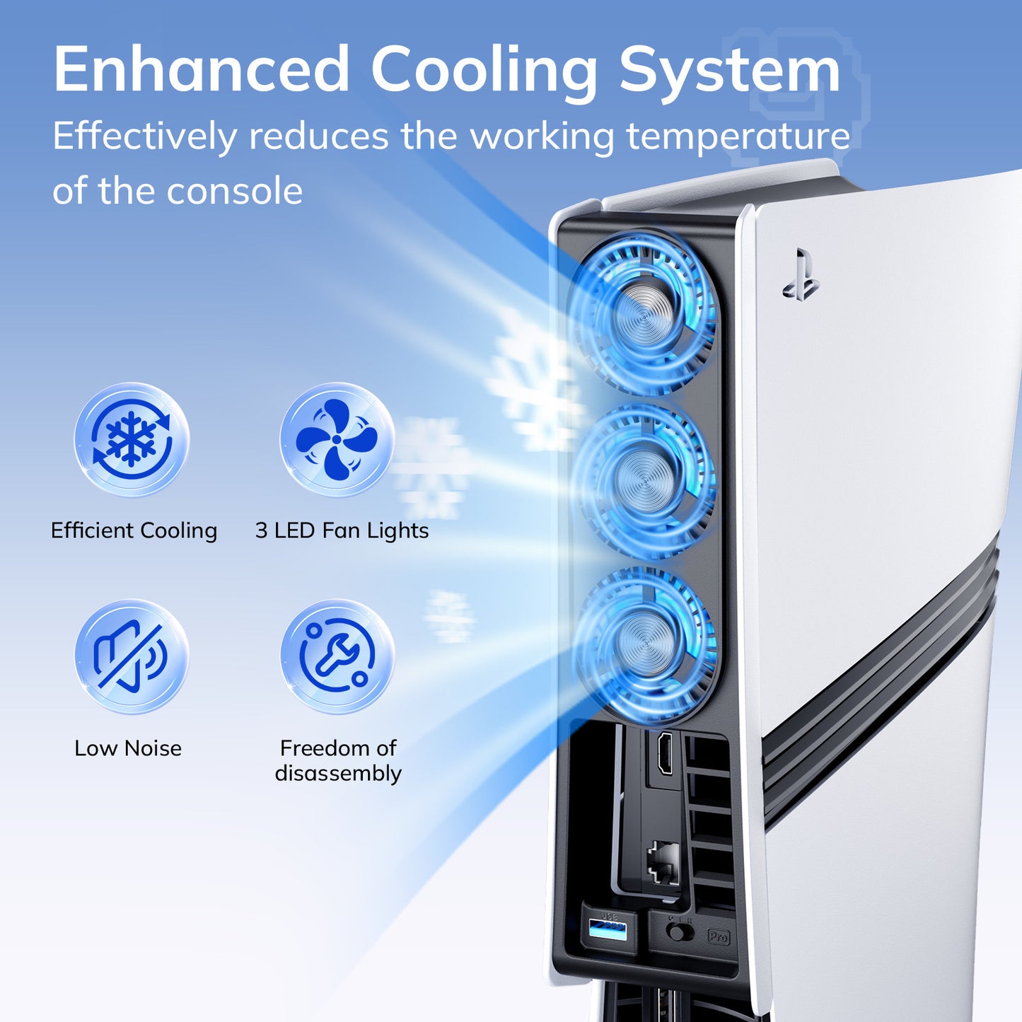 PS5 PRO dedicated host cooling fan P5 temperature control intelligent cooling fan with light silent radiator