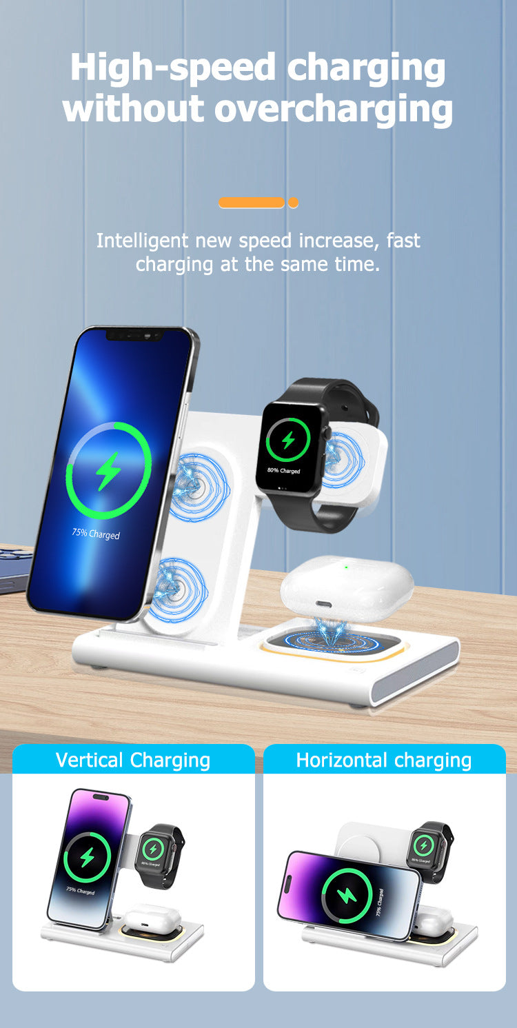 apple samsung 3-in-1 wireless charger supports fast charging multi-function