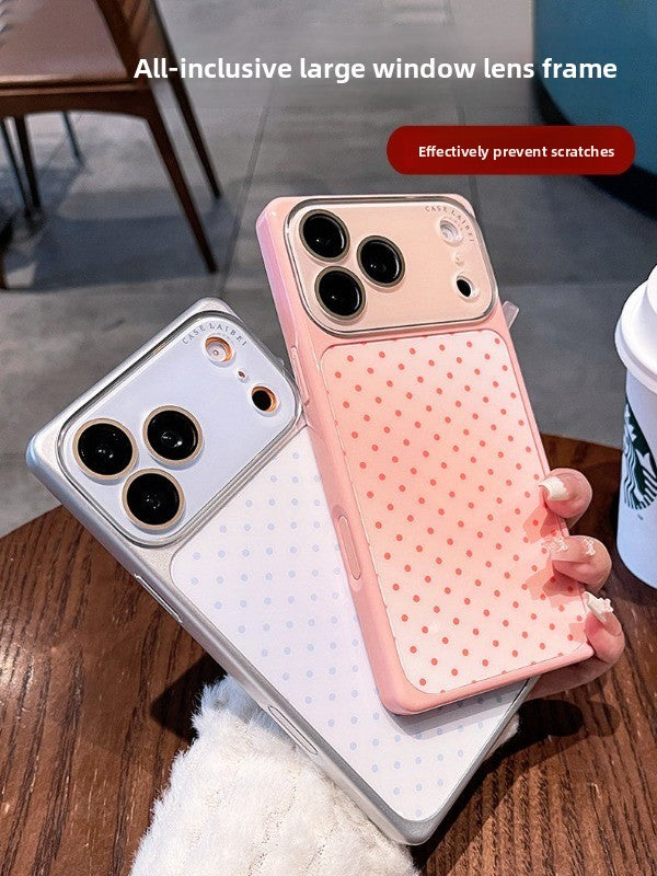 Square shell polka dot for iPhone 17promax mobile phone case The new iPhone16 seconds becomes larger Windows gradually change smudge women's case 15pro integrated lens film case Phone accessories