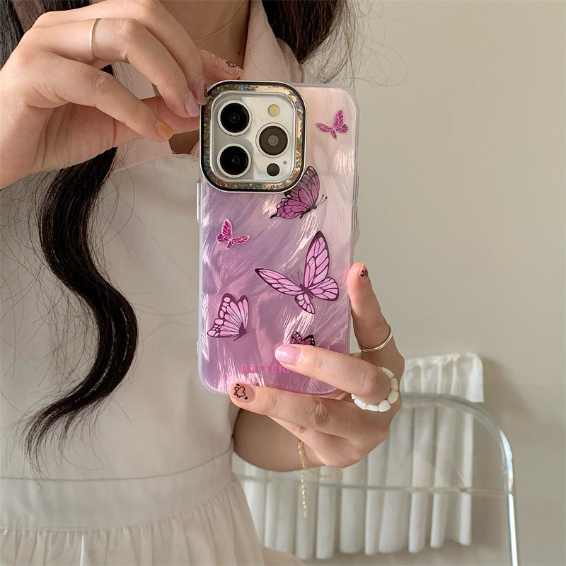 Accessories Japanese and Korean feather butterfly for iPhone15Pro mobile phone case Apple 14promax anti-drop 13/12 women 11 hard