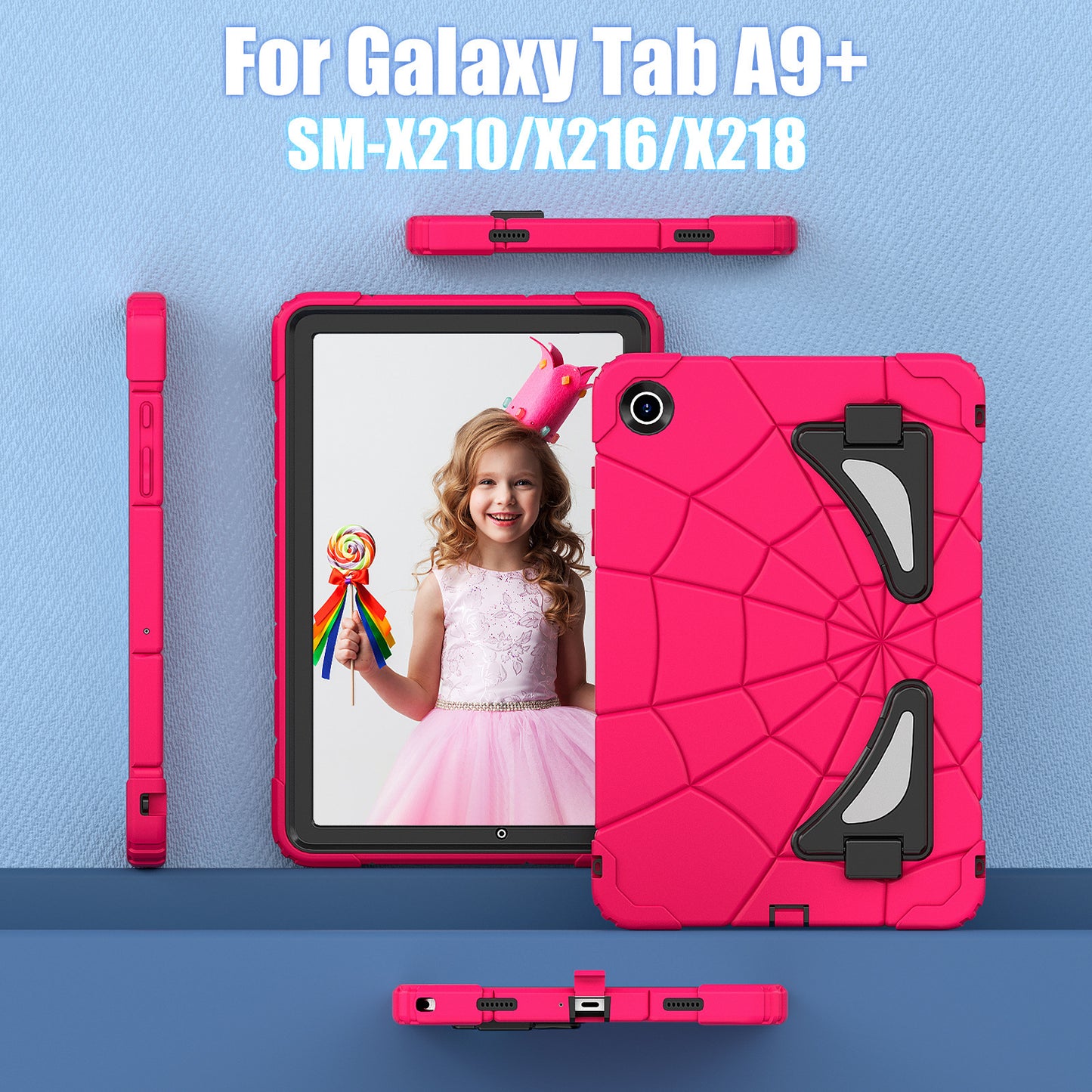 Applicable Samsung TAB A9 PLUS protective case Spider-Man A9 silicone A8 X200 bracket Children's anti-drop case protective Accessories