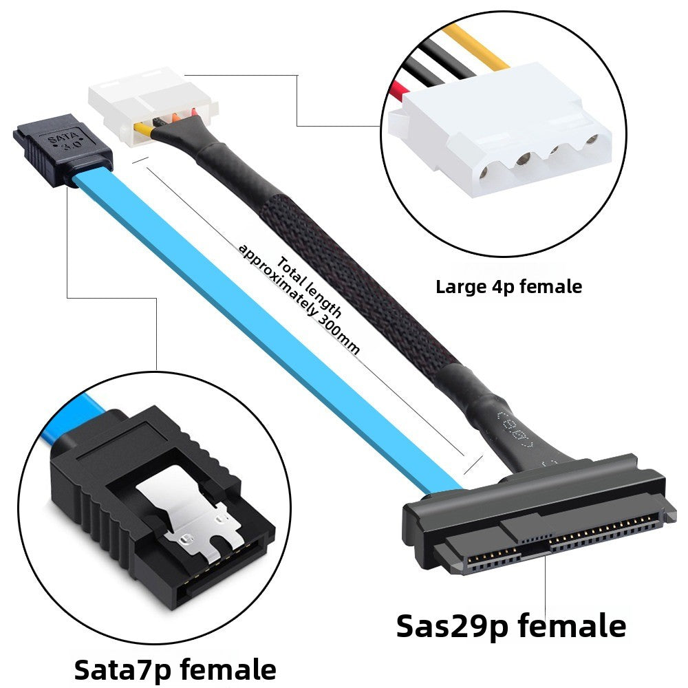 SFF-8482 SAS to SATA  SAS to SATA - 90 degrees SAS29P to SATA229 SAS29P to SATA7P 29P-SATA Hard disk adapter server data cable converter repair tools