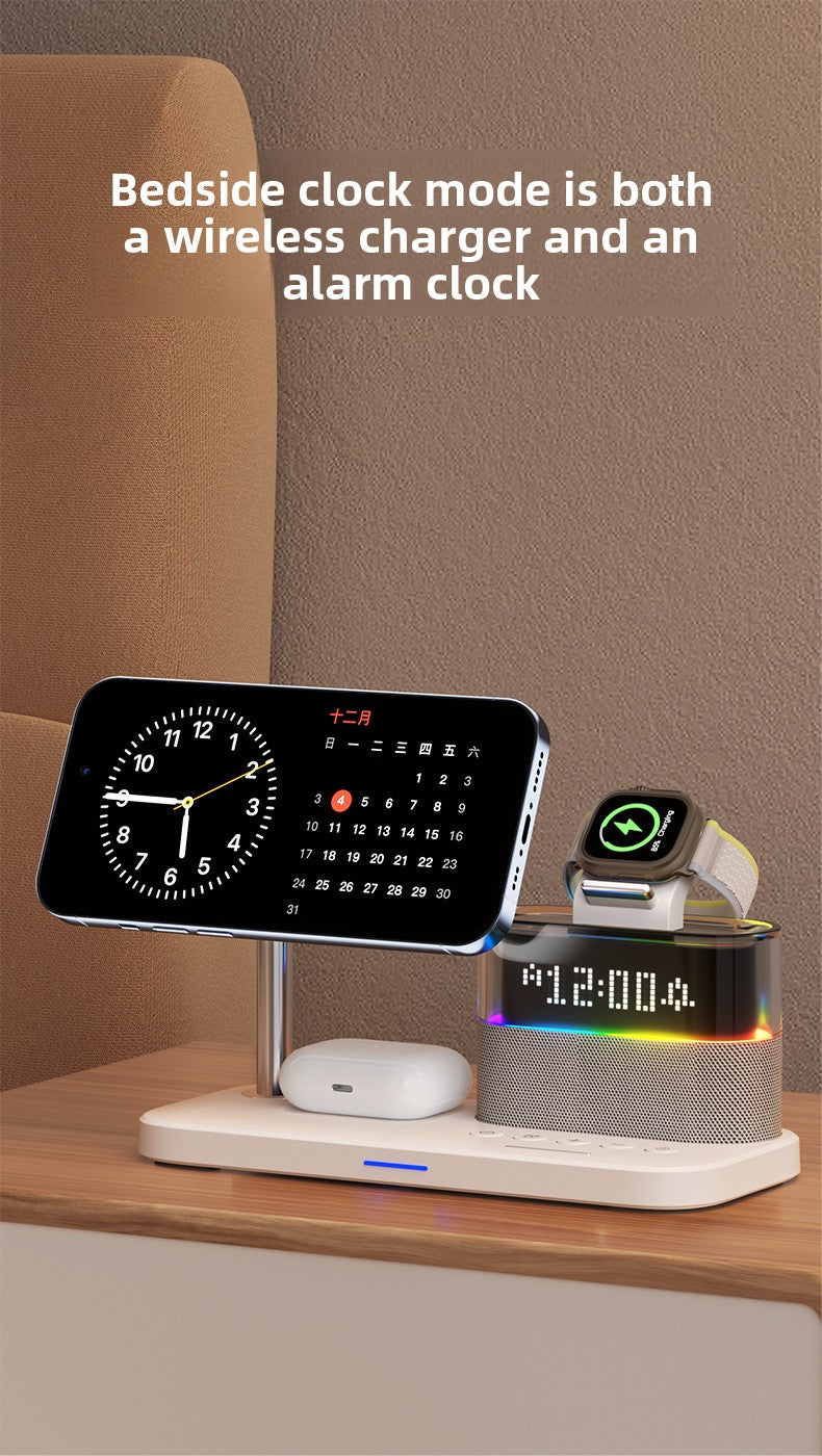 Magnetic wireless charger 3-in-1 wireless charging Clock  for Apple 3-in-1