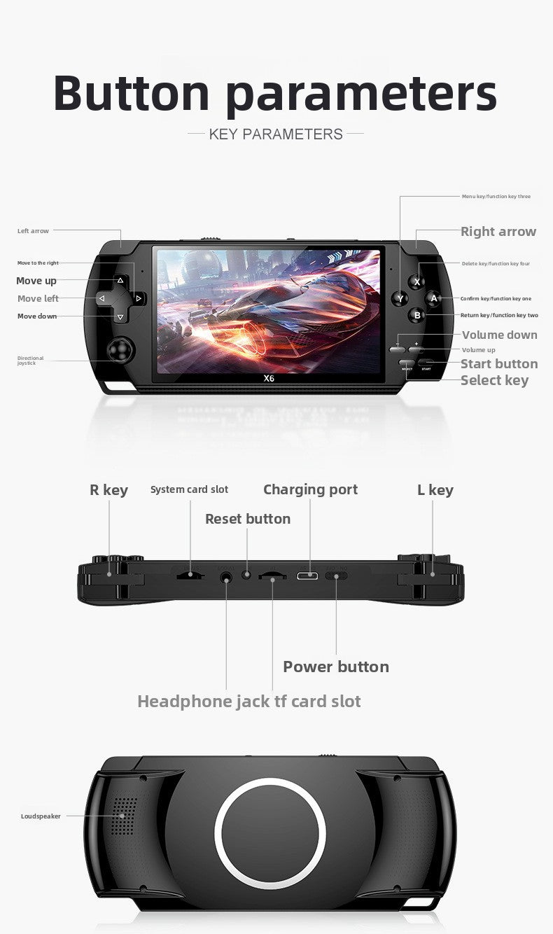 4.5" inch X6 IPS HD psp 1200mAh Type C rechargable 2.4G Support wireless gamepad games Handheld Game Player console GBA  NES