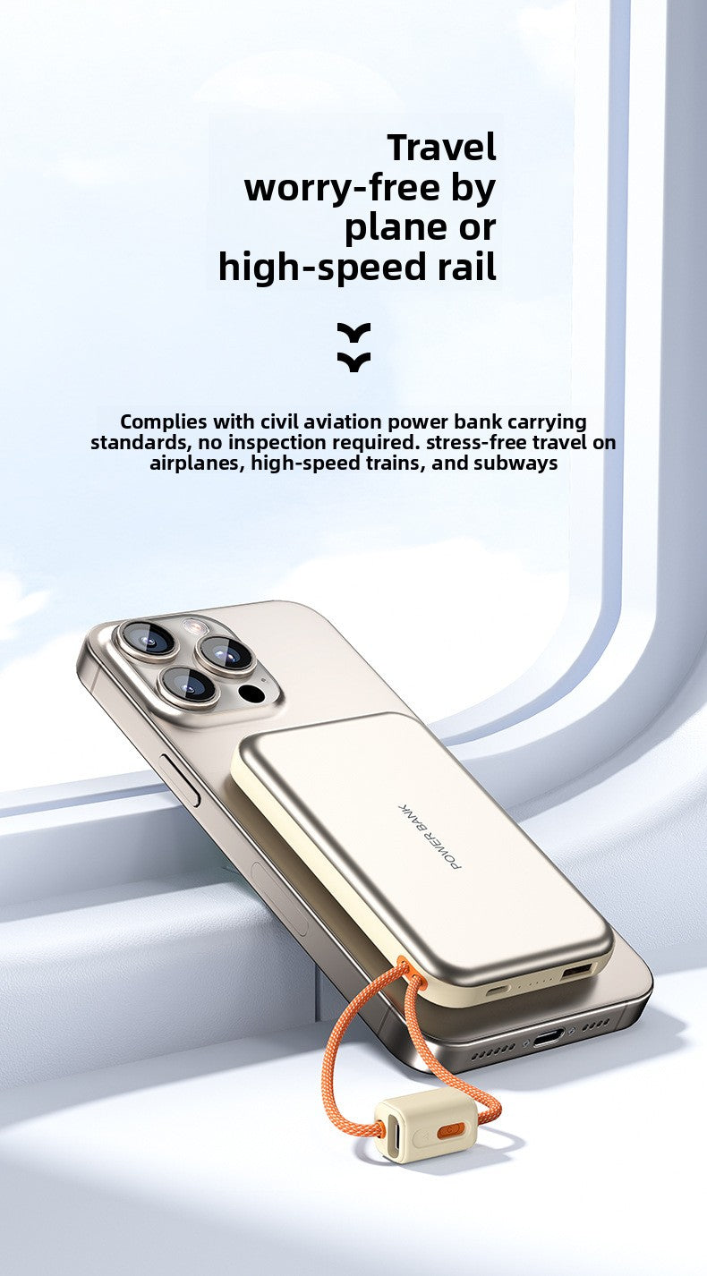 KC magnetic power bank 10000 mAh with its own cable ultra-thin watch earphones wireless fast charging power bank