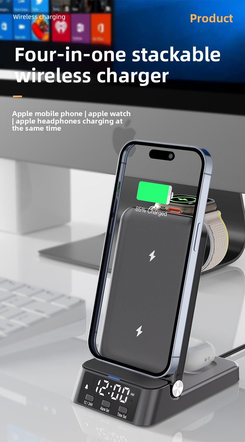 Wireless charger 3-in-1  desktop vertical clock wireless charging iwatch 8 multi-function base apple samsung
