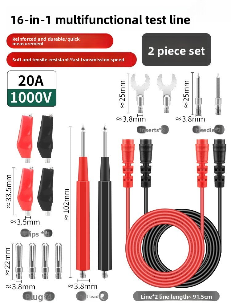 Current test lead 1000V 20A Multimeter Test Leads Electrical Alligator Clips Probe for Fluke Meter multi-functional test lead kit features ultra-sharp gold-plated tips for pinpointing miniature PCB nodes repair tools