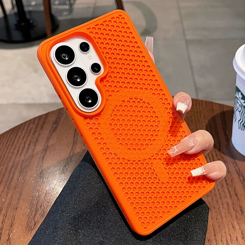 Heat dissipation magnetic suction for Samsung S26ultra mobile phone case New S26 + large area honeycomb mesh heat dissipation magnetic suction protective case S25ultra all-inclusive anti-drop male and female cases Phone accessories