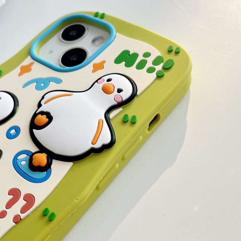 Accessories (Shipping fee not included) Fun cute duck for Apple 14 mobile phone case creative iPhone13ProMax new 12 silicone soft case