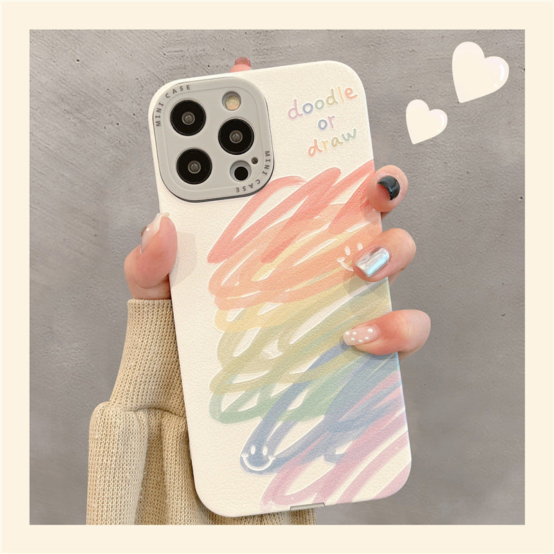 Accessories (Shipping fee not included) Applicable to iphone14promax mobile phone case Apple 13 color graffiti English 14 simple style new small fresh