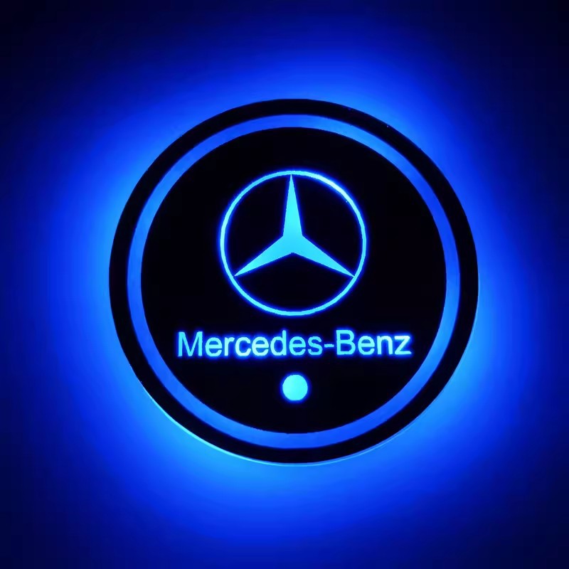 (Free shipping) Full brand Car LED light water coaster Colorful water coaster Car atmosphere light USB charging Non-slip mat