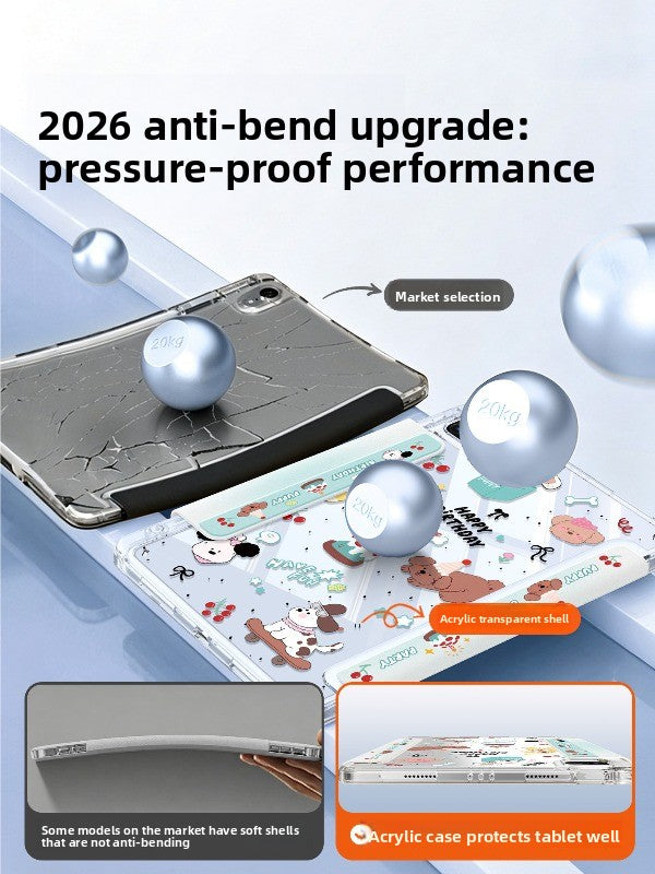 For Huawei matepad11.5 protective case air12 flat case acrylic 2026 new 115s buckle pro12.2 inch transparent 2023 with pen slot se10.4 soft light version Apple Rabbit Tablet Accessories