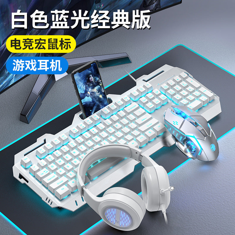 (Shipping fee not included) Cross-border mechanical tea shaft feel keyboard mouse earphone set laptop wired keyboard mouse e-sports game