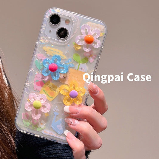 Accessories ins summer color three-dimensional flowers for Apple 15promax mobile phone case iphone13 new 14pro women