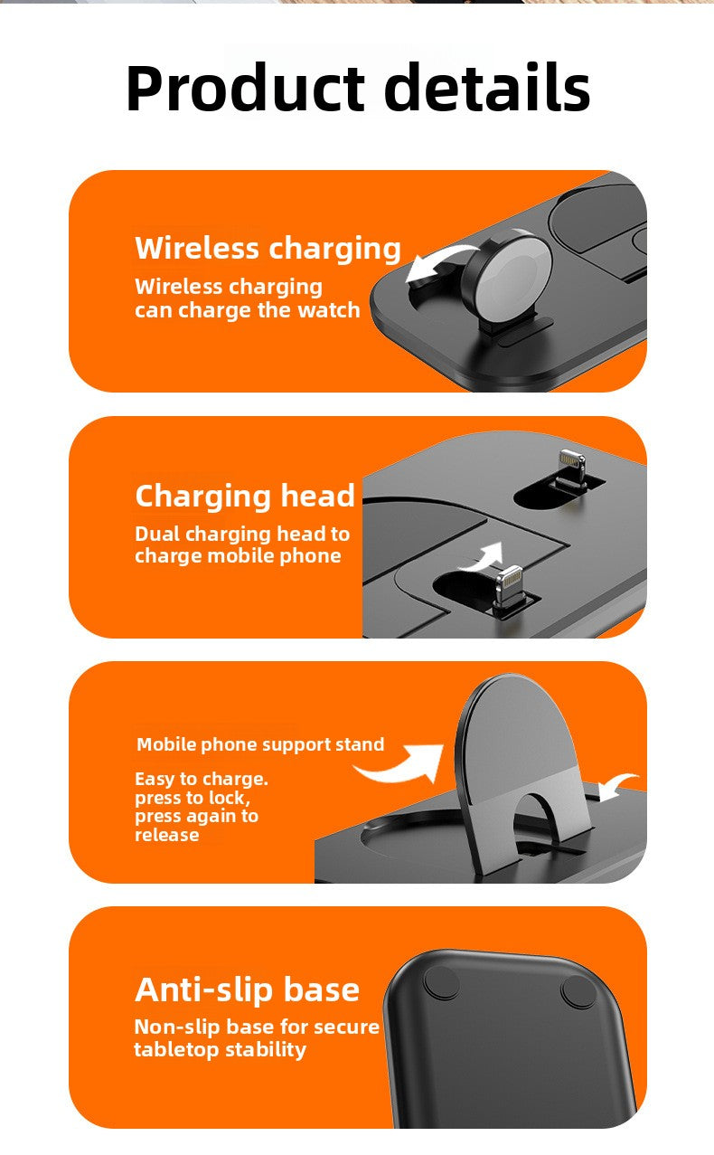 3-in-1 wireless charger, multi-function charging base, suitable for Apple 6-13 series mobile phone watch earphones
