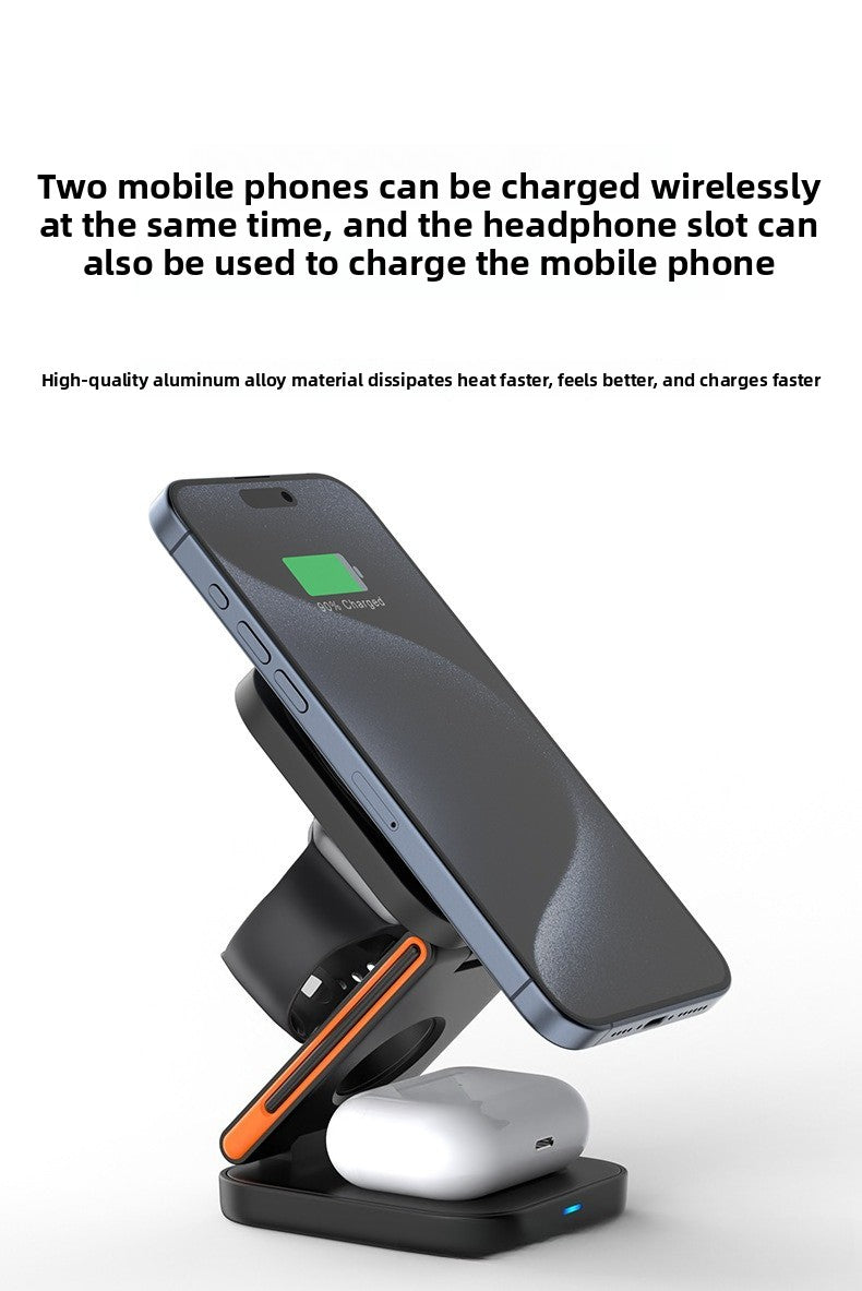 New multi-functional desktop vertical folding three-in-one wireless charging 15W magnetic mobile phone holder wireless charger