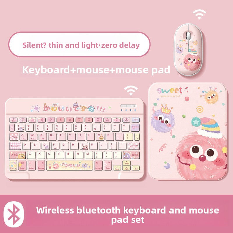 Wireless Bluetooth Keyboard Set For Apple Huawei Xiaomi Tablet PC Special External iPad Keyboard Mouse Set Office Silent No Delay Comfortable and Thin Little Monster Tablet Accessories