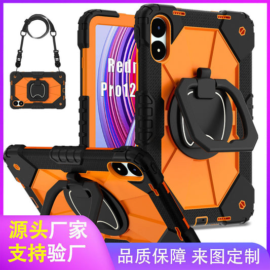 For Redmi Pad Pro 12.1 2024 Silicone Case Three Anti-Rotary Bracket Portable Protective Accessories