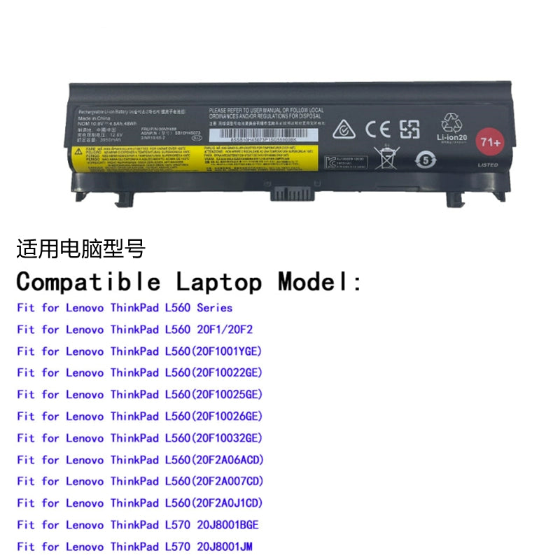 (Shipping fee not include)forFor  Lenovo  L560 L570 SB10H45073 45071 00NY488 486 battery 71+