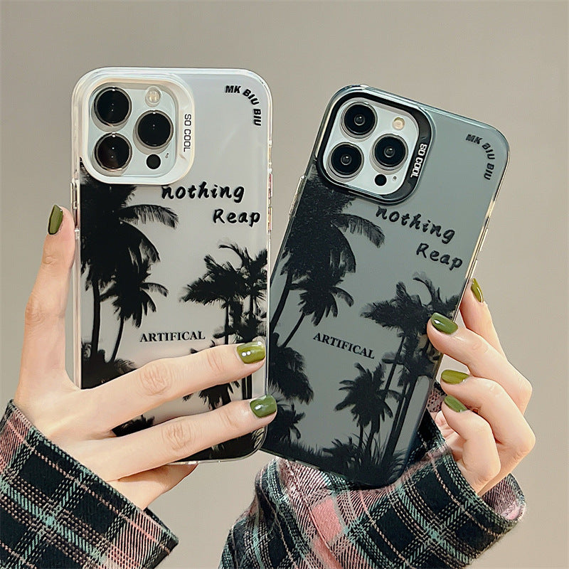 Accessories Niche Premium Induction Plating Coconut Tree for iphone14Promax iPhone 13 Case 11 Couple 12 Women