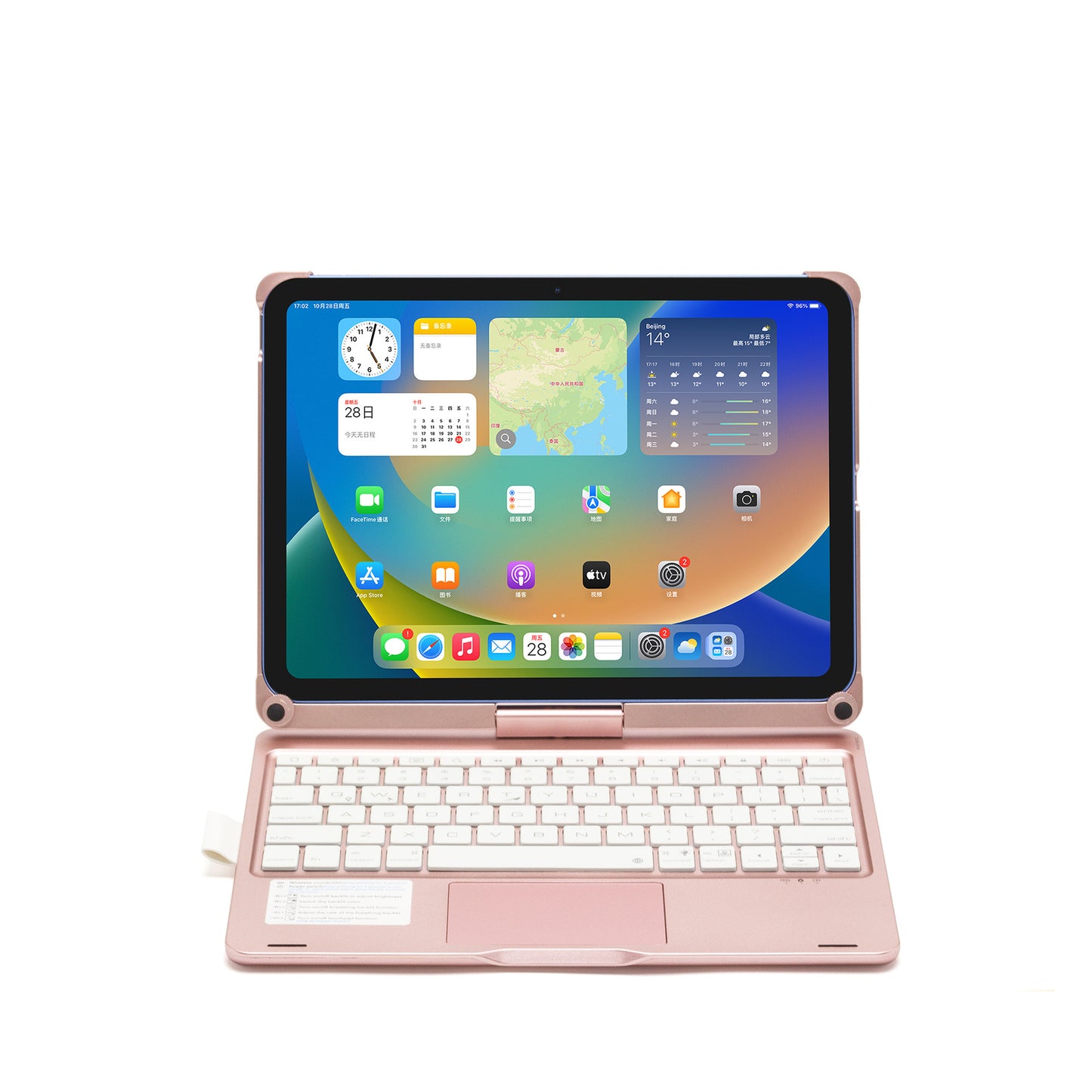 Bluetooth keyboard case for iPad 10th generation 360 degree rotation with multi-color backlight multi-touch protective Accessories