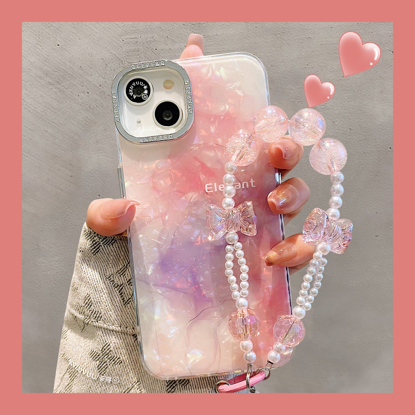 Accessories for Apple 14promax mobile phone case iPhone 15 shell pattern smudge bracelet 13 simple new 12pro