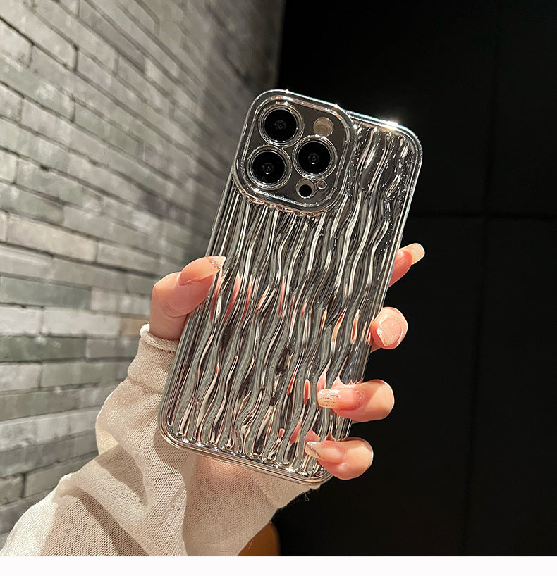 Accessories Premium Bright Silver Water Ripple for iphone15Pro/14 Soft Silicone Phone Case Apple 13proMax