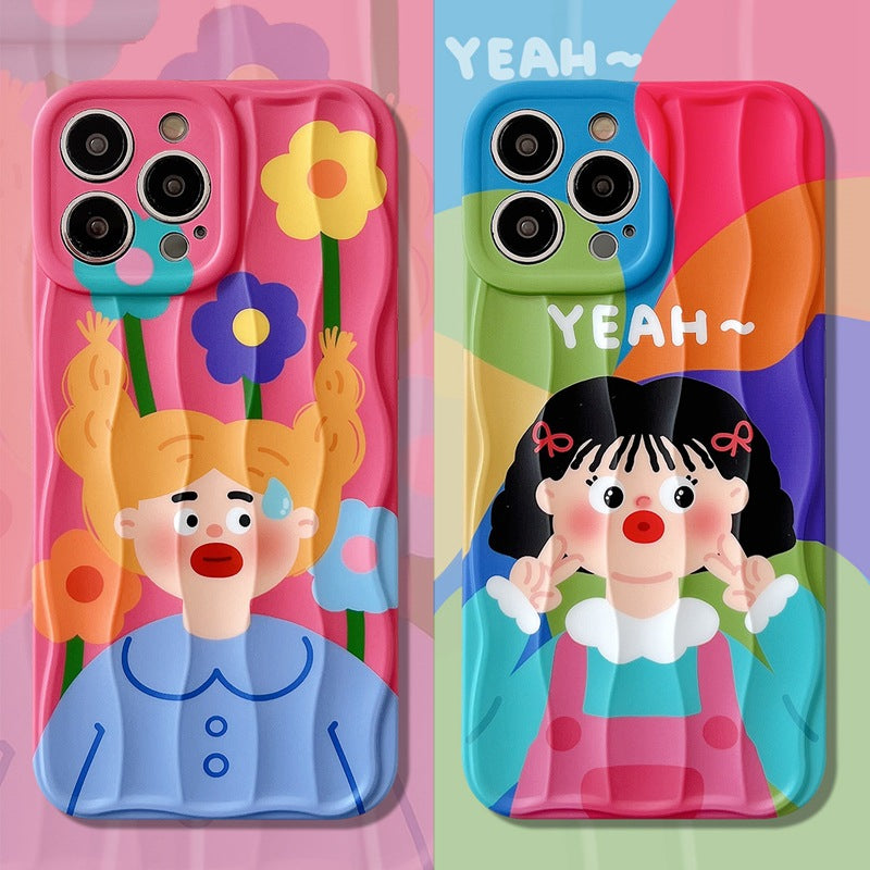 Accessories (Shipping fee not included) Cartoon cute funny girl for iPhone14promax Apple 13 mobile phone case 12 new 11 creative sets