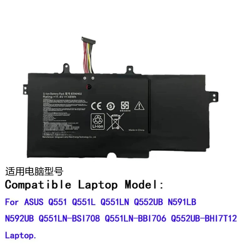 (Shipping fee not include)全新 for ASUS ASUS Q552uB Q551L Q551 N591L  replacement  battery  B31N1402