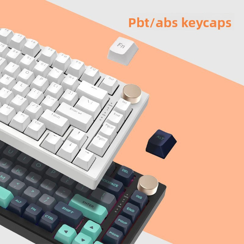 81-Key Gaming Mechanical Keyboard Hot Swap Shaft Body Volume Knob Game Wired RGB