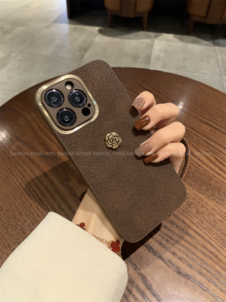 Accessories Xiaoxiangfeng Golden Circle Camellia Hand Rope Suitable for Apple 14 Mobile Phone Case iphone14promax High-end Leather 13