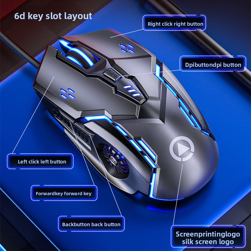 Silver engraving G5 wired mouse luminous game e-sports mechanical mute computer accessories