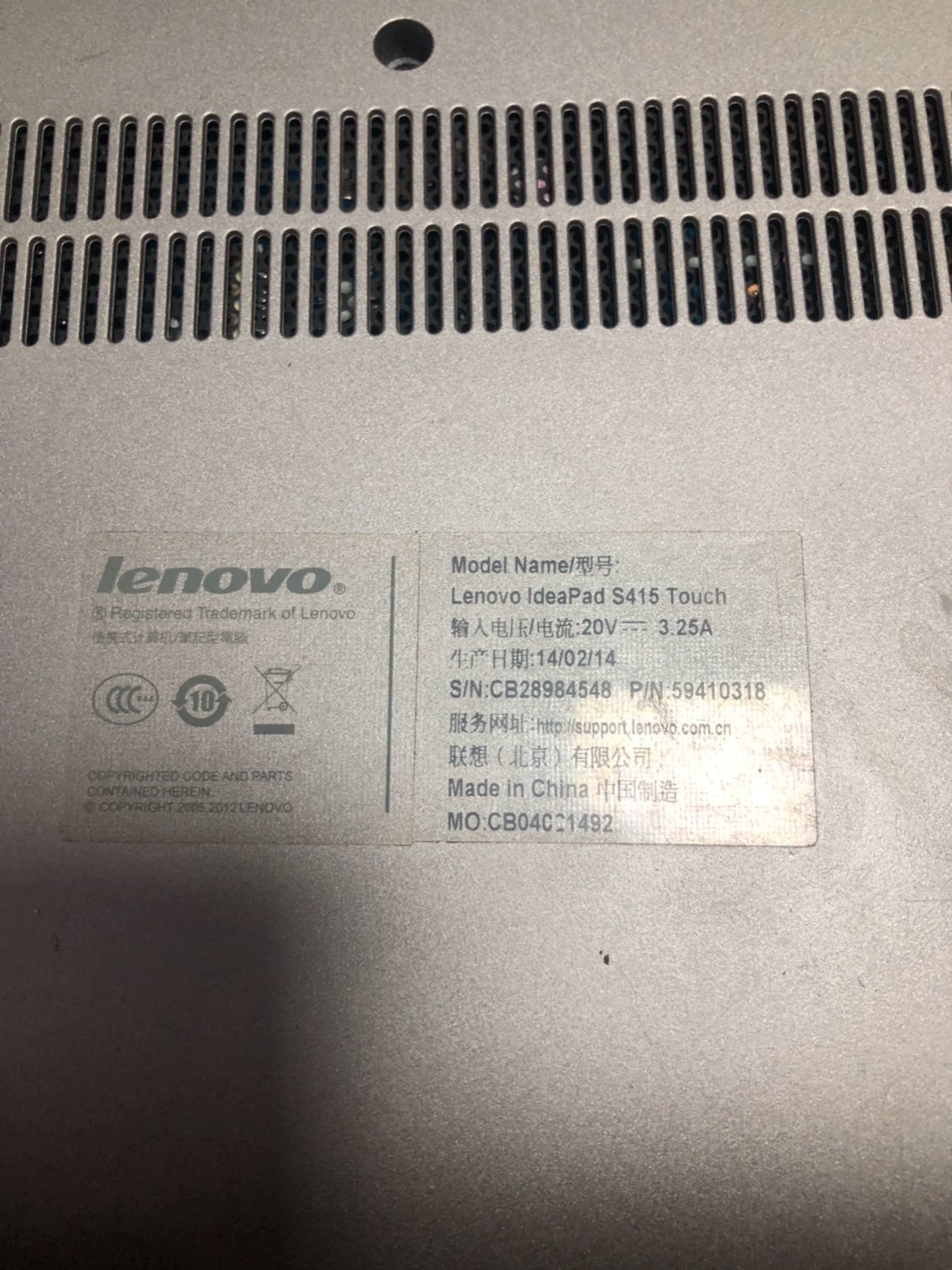 (Shipping fee not include) Lenovo S415Touch motherboard  A4cpu 触控屏幕款 裸板180屏轴屏线开关板风扇