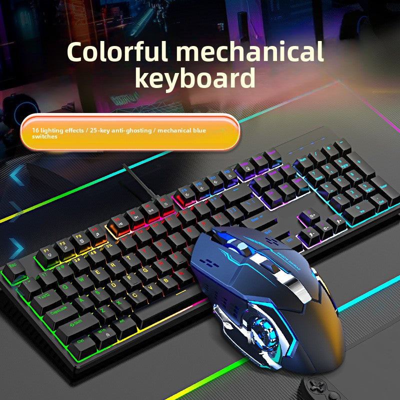 Wired real mechanical keyboard RGB blue axis 104 key game e-sports office game special one