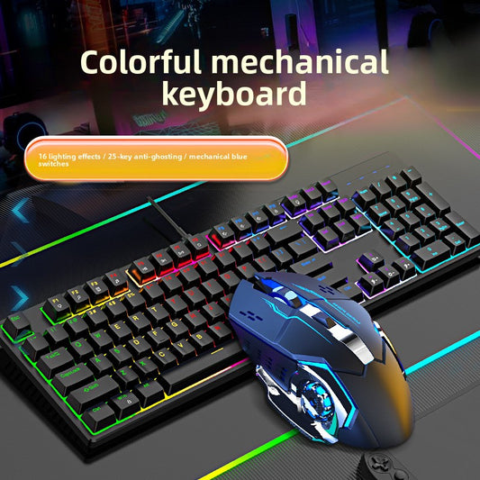 Wired real mechanical keyboard RGB blue axis 104 key game e-sports office game special one