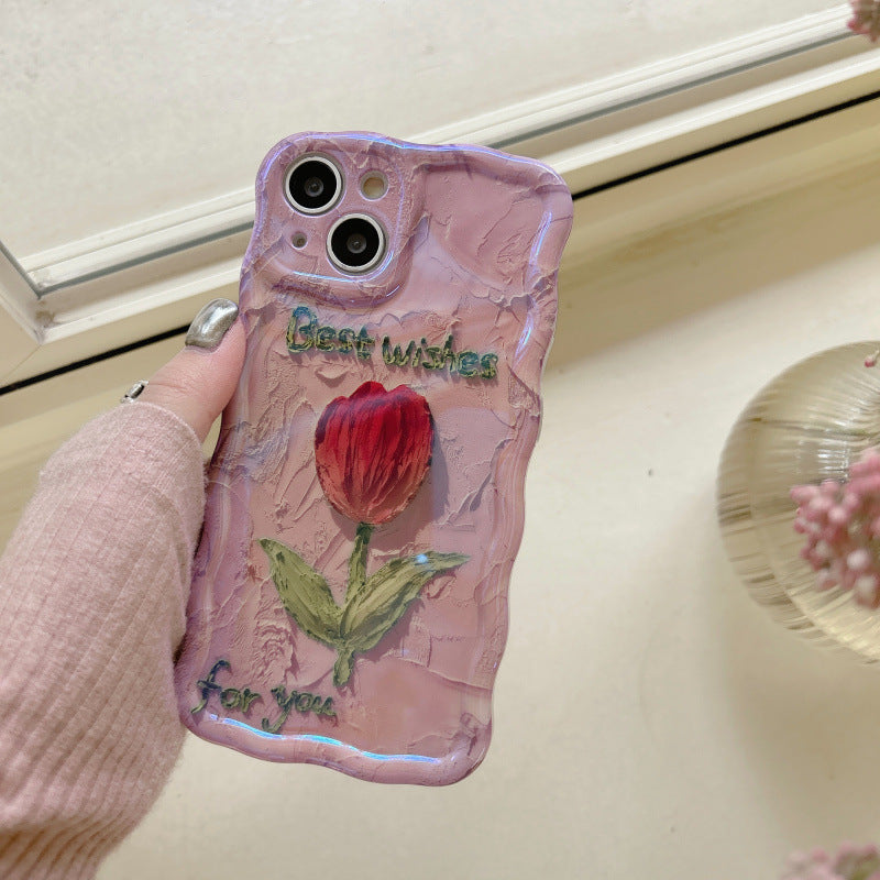 Accessories Super fire oil painting flower suitable for 12 Apple 14Pro mobile phone case iphone13promax new soft case 1